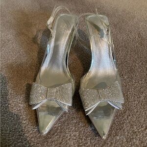 ASOS Clear Bow Mini Heels - Size 8 Wide